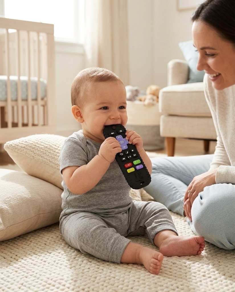 True Baby Co. Play & Teethe Silicone Remote Control Sensory Toy